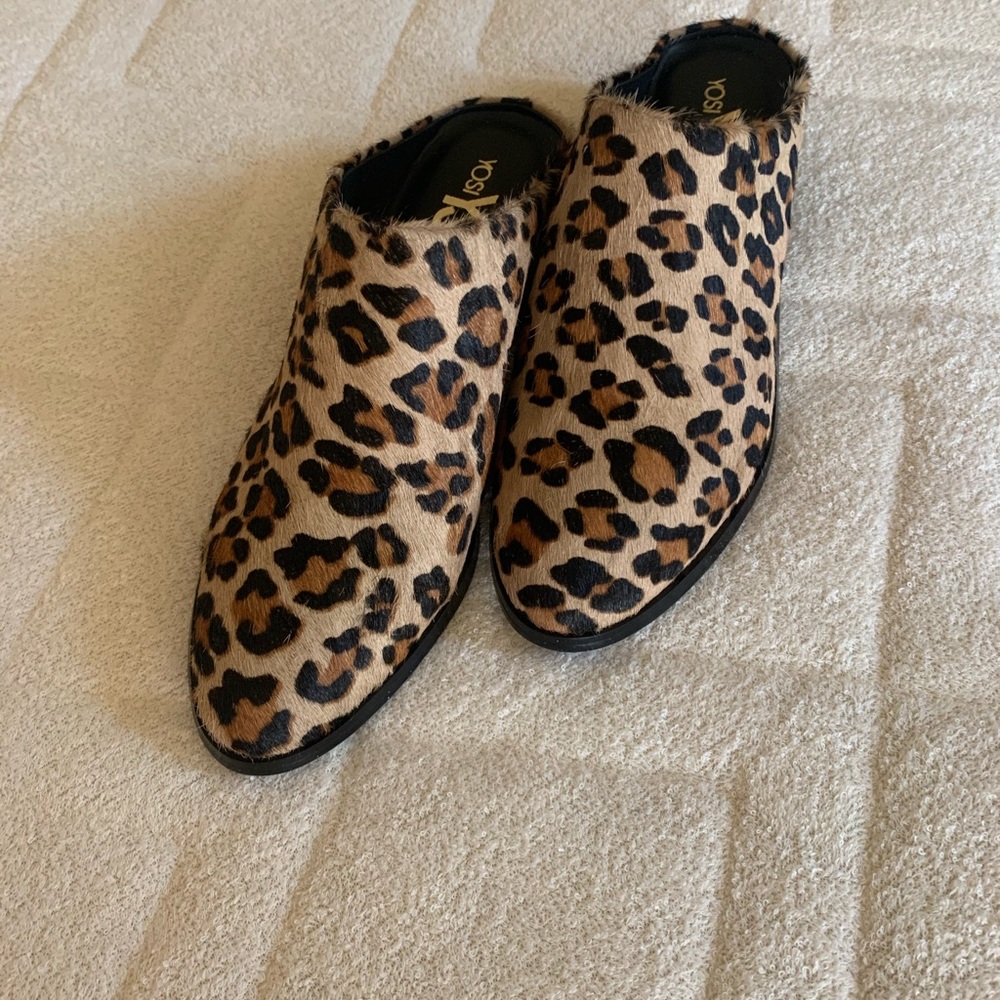 Leopard Print  Mules, Size 6